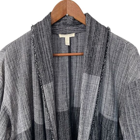 Eileen Fisher Woman Organic‎ Cotton Hazy Block Long Line Lightweight Coat, OS - Picture 4 of 11